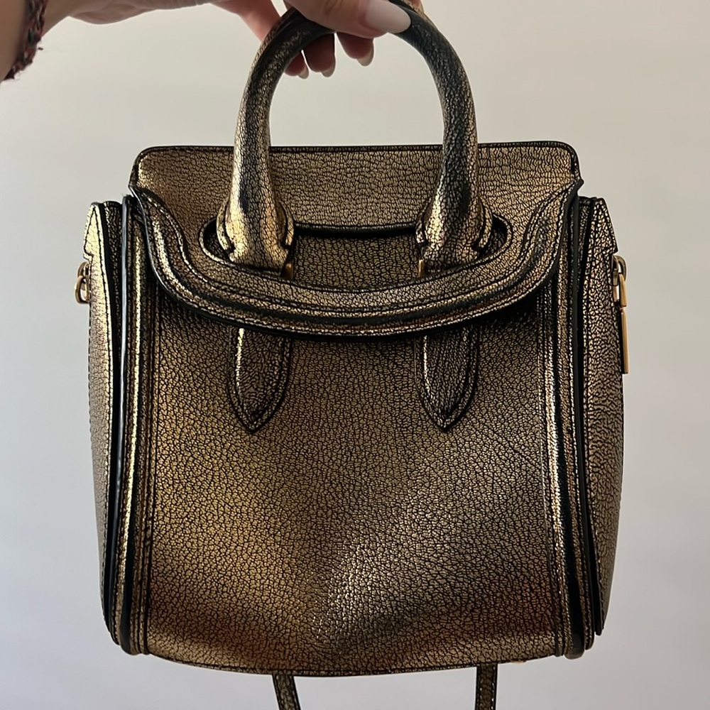 Alexander McQueen Metallic Gold Mini Tote Bag
